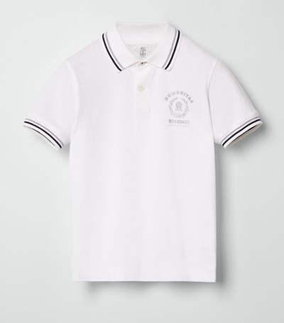 Brunello Cucinelli Kids' Cotton Logo Polo Shirt In White