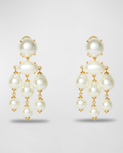 Lele Sadoughi Jackie Pearl Chandelier Earrings In White