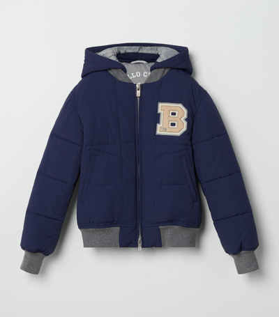 Brunello Cucinelli Kids' Patch-detail Padded Jacket (12 Years) In Blue