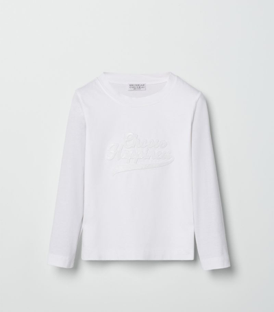 Brunello Cucinelli Kids' Cotton Crew-neck Sweater In White