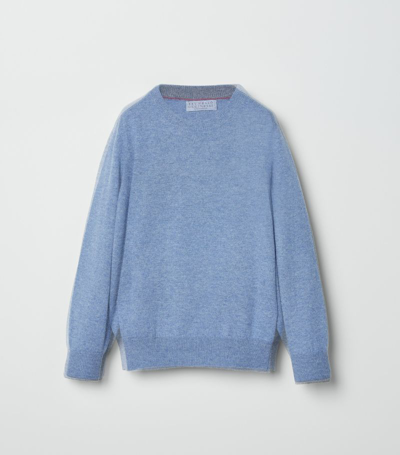Brunello Cucinelli Kids' Fine-knit Cashmere Jumper In Blue