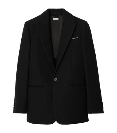 Burberry Single-breast Tailored Wool Blazer In Black