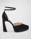Badgley Mischka Eliana Ankle Strap Platform Pointed Toe Pump In Black