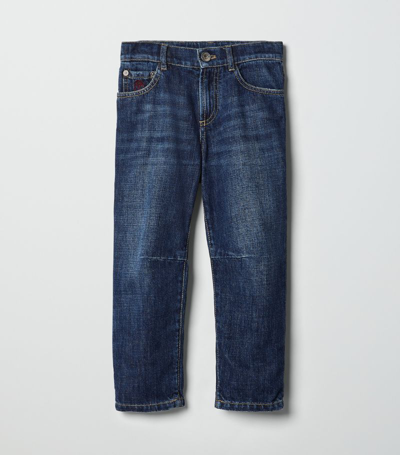 Brunello Cucinelli Kids' Faded Denim Jeans In Blue