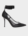 ALEXANDER MCQUEEN MESH BUCKLE-CUFF STILETTO PUMPS