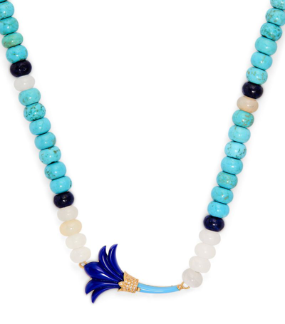 L'atelier Nawbar Yellow Gold, Diamond, Lapis And Turquoise Psychedeliah Beaded Necklace