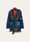Alanui X Looney Tunes Marvin The Martian Wool-blend Cardigan In Naval Jack M