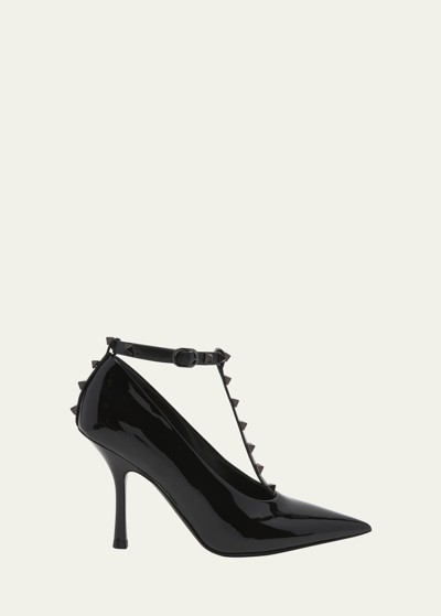 Valentino Garavani 100mm Rockstud Patent Leather Pumps In Black