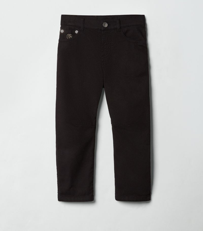 Brunello Cucinelli Kids' Logo-embroidered Straight-leg Jeans In Black