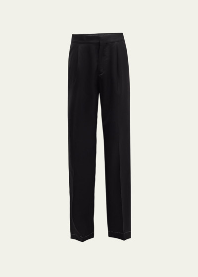 Brunello Cucinelli Men's Solid Tuxedo Fabric Dress Trousers In Black