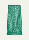 Zankov Halene Perforated Midi Skirt In Verte Multi