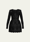 BRONX AND BANCO CASEY LONG-SLEEVE FIT-&-FLARE LACE MINI DRESS