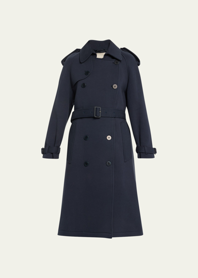 Faz Darling Belted Trench Coat In Navy