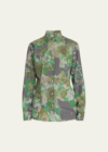 DRIES VAN NOTEN CLAVELLY PAINTED FLORAL COTTON BUTTON-FRONT SHIRT