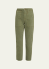 Amo Denim Easy Straight Cropped Army Trousers In Tea Leaf