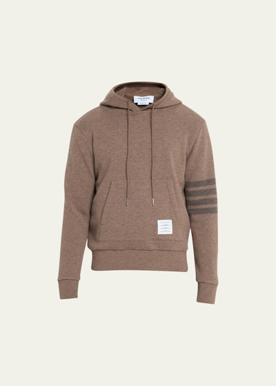 Thom Browne Stripe-detail Knit Hoodie In Beige