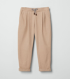 Brunello Cucinelli Kids' Drawstring-waist Cotton Trousers In Light Brown