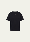 Prada Black Cotton T-shirt With Minimalist Design And Logo Detail In Nero
