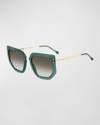 Isabel Marant Gradient Mixed-media Butterfly Sunglasses In Gold Green/ Green Shaded