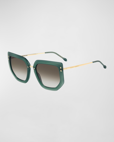 Isabel Marant Gradient Mixed-media Butterfly Sunglasses In Goldgreen