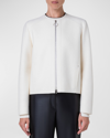 Akris Punto Boiled Wool Felt Collarless Zip Jacket In Cream