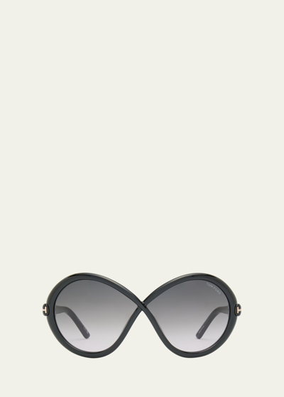 Tom Ford Jada Plastic Butterfly Sunglasses In Classic Medium Ha
