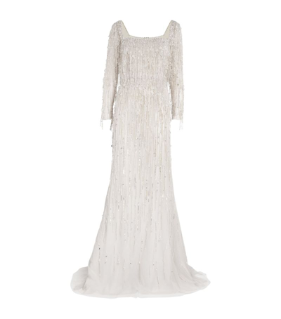 Georges Hobeika Bead-embellished Gown In Silver