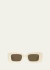 Loewe Men's Anagram Acetate-nylon Rectangle Sunglasses In Ivory Brown