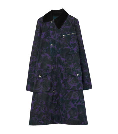 Burberry Rose Print Cotton Car Coat In Vine Ip Pattern