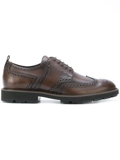 Tod's Bucatura Leather Brogues In Brown