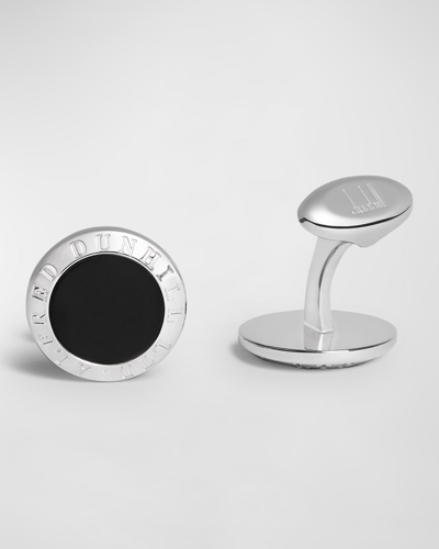 Dunhill Ad Coin Cufflinks In Silver/crystal