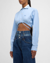 1/OFF ONE-OF-A-KIND CROPPED BUTTON-FRONT WRAP-AROUND SHIRT