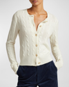 Polo Ralph Lauren Cable-knit Cashmere Crewneck Cardigan In White