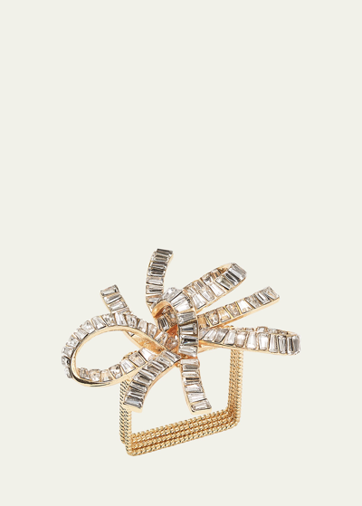 Kim Seybert Jeweled Bow Napkin Ring In Gold & Crystal, Set Of 4 In A Gift Box In Gold/crystal