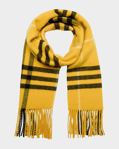 Burberry Tartan Check Cashmere-blend Scarf In Pear
