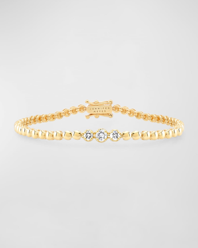 Jennifer Meyer Mini Bezel Tennis Bracelet With 3 Set Diamonds In Gold