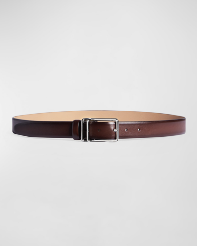 Dunhill Men's 1893 Harness Buckle Leather Belt, 30mm In Brown