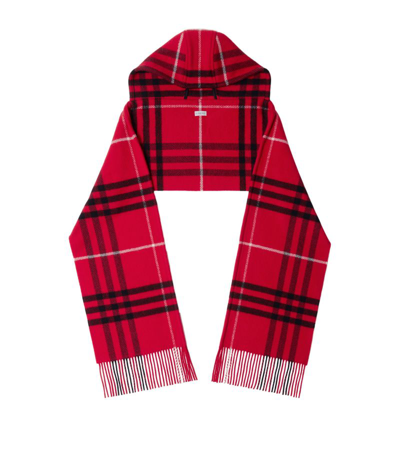 Burberry Wool-cashmere Hooded Scarf In Multi