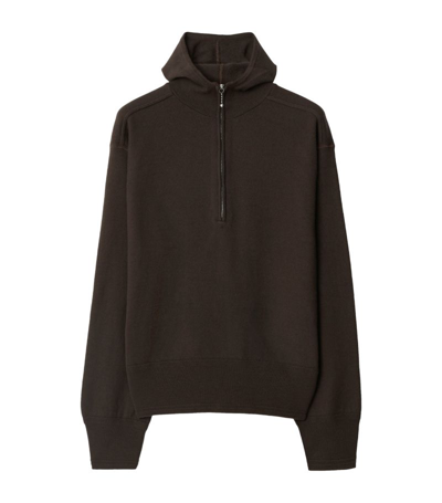 Burberry Wool Half-zip Hoodie In Otter