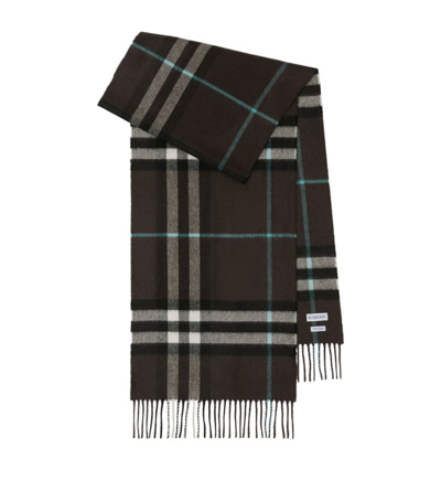 Burberry Cashmere Check Print Scarf In Brown