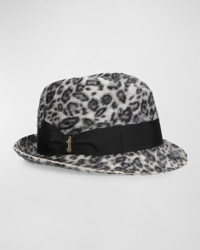Borsalino Trilby Leopard-print Felt Fedora Hat In Leopard_print_black