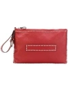RED VALENTINO STUDDED ZIP POUCH,NQ2B0733DCB12181592