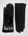 Pia Rossini Juliette Pearlescent Embellished Faux Fur Gloves In Bla001 Black