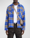 Represent Checkered Buttoned Flannel Shirt In Cobalt