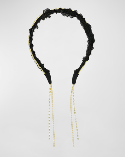 L Erickson Anthea Embellished Tulle Headband In Black