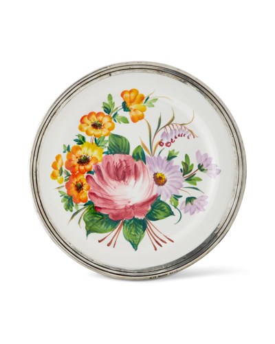 Neiman Marcus Floral Pewter & Ceramic Dinner Plate