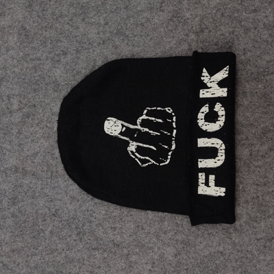 Pre-owned Humor X Vintage Fuck You Beanie / Snow Hat / Snow Cap In Black