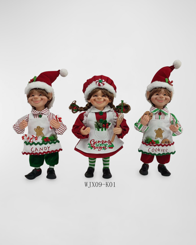 Karen Didion Originals Sugar Rush Elf, Set Of 3 In Multi