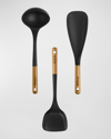 STAUB SILICONE & WOOD 3-PIECE UTENSIL COOKING SET