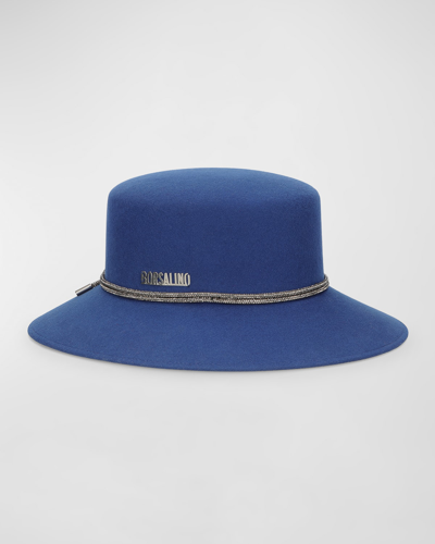 Borsalino Lana Wool Fedora Hat In Nero 420 0420